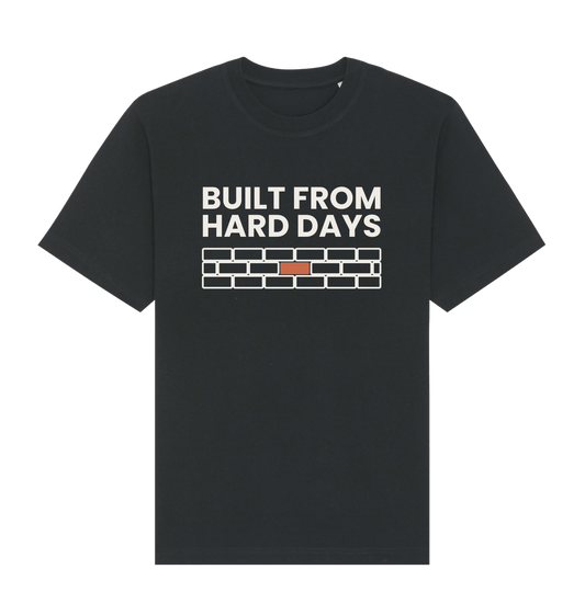 Herren T-Shirt „Built from hard days“ von ON2U – schwarz, Frontdruck